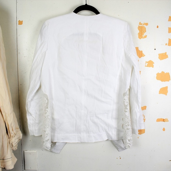 Alice + Olivia Jenice White Linen Open Blazer Sz M - Picture 6 of 11
